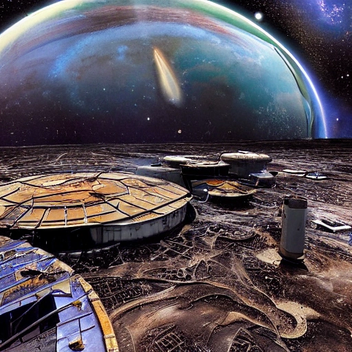 The Refueling Station: Generate an image of an abandoned refueling station, hovering above the turbulent, colorful clouds of a gas giant planet. The station is designed to refuel spacecraft and has large fuel storage tanks connected to a network of pipelines and hoses. The abandoned base is surrounded by a dense, thick mist, and the image should convey a sense of isolation and desolation. The station should feature intricate details such as rusted metal grates, leaking pipes, and discarded equipment.