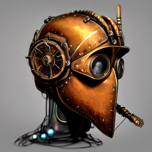 steampunk helmet fantasy art mask robot ninja stylized digital illustration sharp focus, elegant intricate digital painting artstation concept art global illumination ray tracing advanced technology chaykin howard and campionpascale and cooke darwyn and davis jack, 3D, 3D, 3D