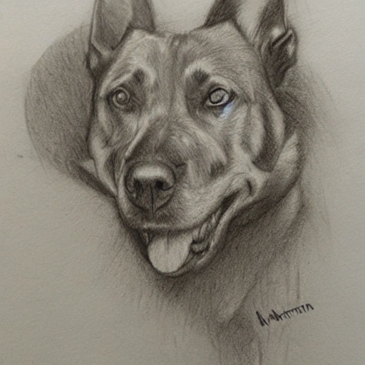 perro en la luna, Pencil Sketch