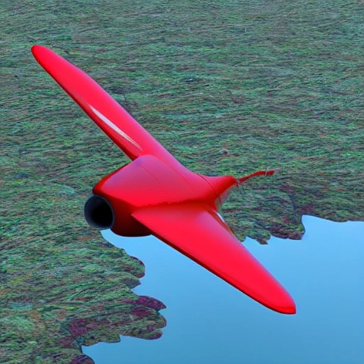 avioneta volando en un lago rojo
, 3D