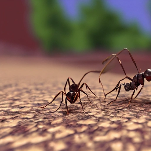 "Create an image that represents the bravery and excitement of the exploring ants as they venture into the outside world.", 3D