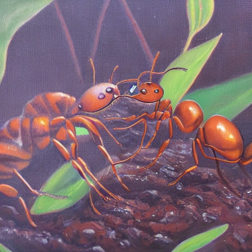 Act out the bravery and excitement of scout ants as they venture into the outside world, Oil Painting