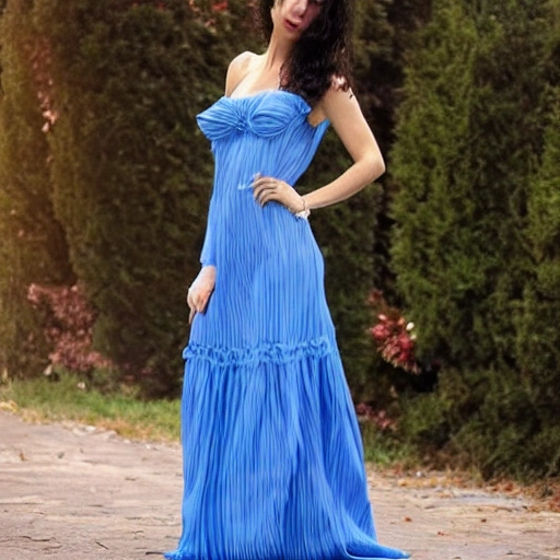 gorgeous woman with blue dress