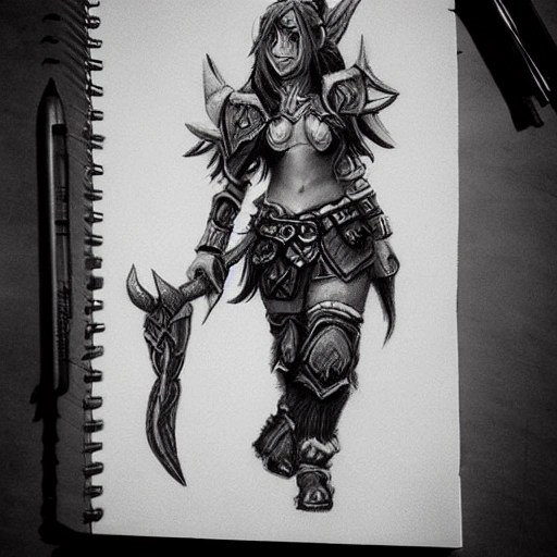 World Of Warcraft Druid Female Tauren Pencil Sketch Arthub Ai