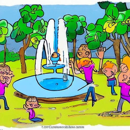 "La fuente de la juventud". Los niños descubren una fuente con agua que tiene el poder de rejuvenecer.
, Cartoon