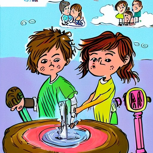 "La fuente de la juventud". Los niños descubren una fuente con agua que tiene el poder de rejuvenecer.
, Cartoon