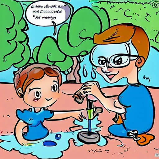 "La fuente de la juventud". Los niños descubren una fuente con agua que tiene el poder de rejuvenecer.
, Cartoon