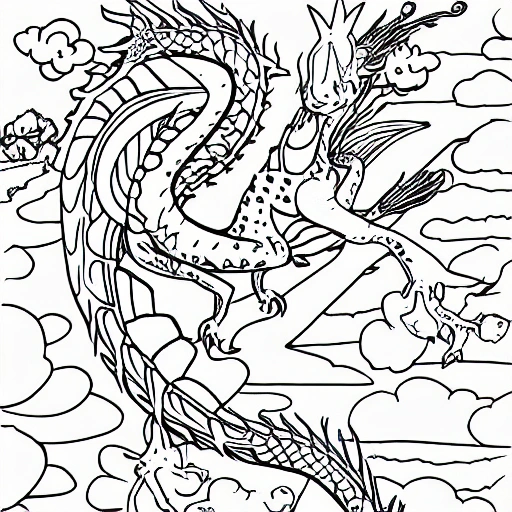 a small dragon on a branch, kawaii style cartoon coloring page for kids, cartoon style, clean line art high detailed, no background, white, black, coloring book, sketchbook, realistic sketch, free lines, on paper, character sheet, 8k, Pencil Sketch