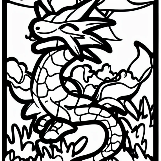 a small dragon on a branch, kawaii style cartoon coloring page for kids, cartoon style, clean line art high detailed, no background, white, black, coloring book, sketchbook, realistic sketch, free lines, on paper, character sheet, 8k, Pencil Sketch