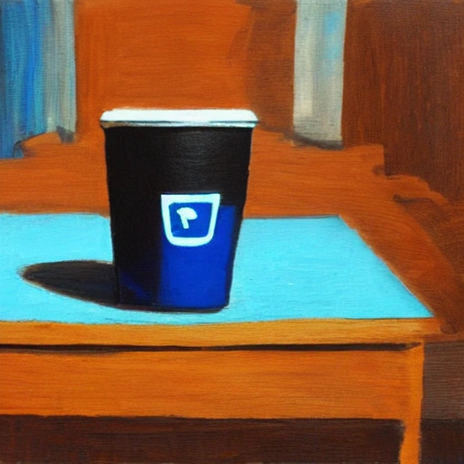 BLUE CUP IN A BLACK TABLE