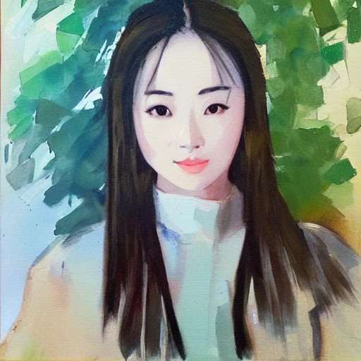 a girl look like yang mi., Oil Painting, Water Color