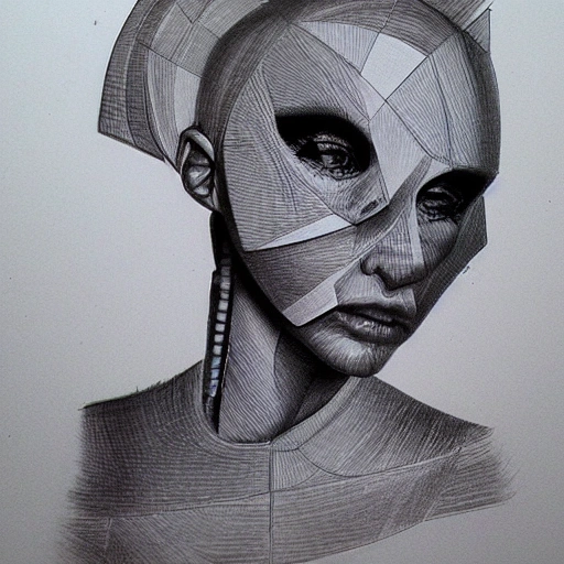 Androide, Trippy, Pencil Sketch, 3D