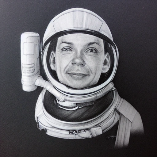 Astronauta, 3D, Pencil Sketch