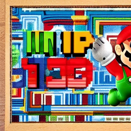 image of mario bros that has Happy Birthday Renato written with original letters of mario bros character
, Trippy