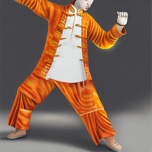 Chinese kungfu orange cat, high-profile lights, digital art, highly meticulous, fine details, complex, gorgeous, complex