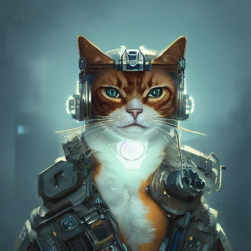 a beautiful portrait of a cute cyberpunk Ginger cat by greg rutk ...