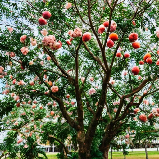 A lychee tree with a white background behind it