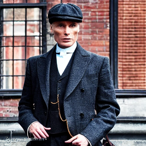 PEAKY BLINDERS TRUBUTE /// High detail RAW color photo professional, highly detail face: 1.4, a detailed portrait of Cillian Murphy wearing Tie suit with heavy overcoat and whool flat cap, dramatic color grade, dynamic angle, detailed wear, ultra detailed face and eyes, backlighting, bokeh, 19th style, Peaky Blinders style, 3D,