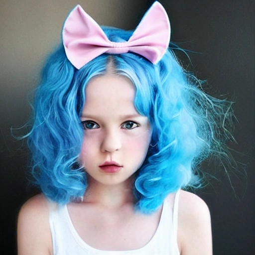 cat ears, {{white hair}},black sundress with round neck, {small blue hair ribbon}, {small pink hair ribbon}, blue gradation eyes, curly hair, {{{white fur coat}}},girl,