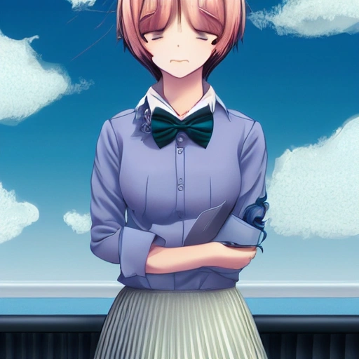 ultra-detailed,1 girl,cute, solo,beautiful detailed sky,detailed cafe,night,sitting,dating,(nose blush),(smile:1.1),(closed mouth)
medium breasts,beautiful detailed eyes,(collared shirt:1.1), bowtie,pleated skirt,(short hair:1.2),floating hair