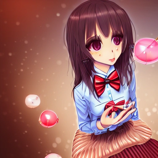 ultra-detailed,1 girl,cute, solo,beautiful detailed sky,detailed cafe,night,sitting,dating,(nose blush),(smile:1.1),(closed mouth)
medium breasts,beautiful detailed eyes,(collared shirt:1.1), bowtie,pleated skirt,(long hair:1.2),floating hair