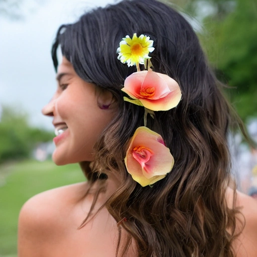 The girl with the petals in her hair, smile