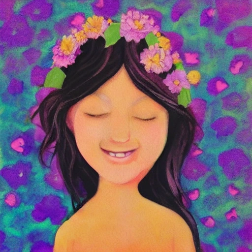 The girl with the petals in her hair, smile