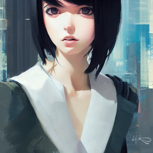 elegant girl in urban outfit, cute fine face, rounded eyes, digital painting, fan art, pixiv, by Ilya Kuvshinov, katsuhiro otomo ghost-in-the-shell, magali villeneuve, artgerm, Jeremy Lipkin and Michael Garmash and Rob Rey