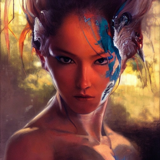 retrato mujer concubina rusa de cuerpo completo con cuerpo curvilíneo delgado pintura de gaston bussiere, greg rutkowski, yoji shinkawa, yoshitaka amano, tsutomu nihei, donato giancola, tim hildebrandt, óleo sobre lienzo, tendencia en artstation, presentado en pixiv, composición cinematográfica, detalle extremo , creador metahumano. 8K, Oil Painting, Cartoon