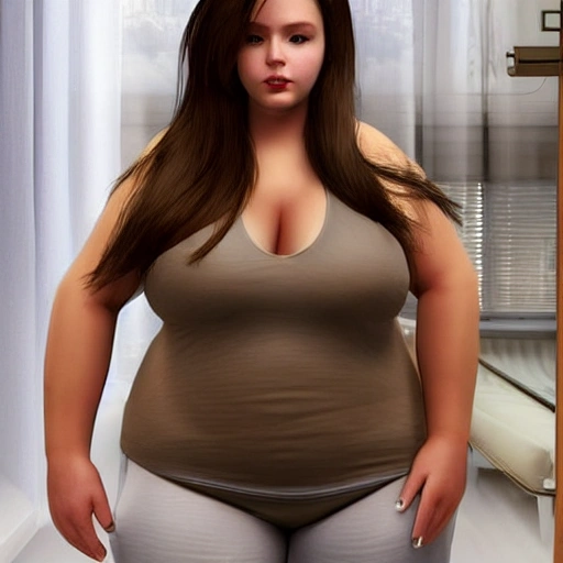 girl hyper-real, perfecta definicion de curvas y simetrias del cuerpo, perfectas facciones de la cara, mujer de 22 años, pelo rubio, vestida con pijama de seda semitransparente, fondo semi-desenfocado de la habitación