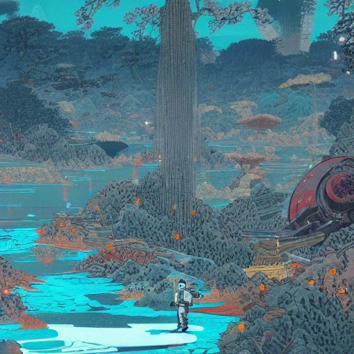 hyperdetailed star wars Hokusai, colors, winning-award masterpiece, fantastically gaudy, aestheticly i 4K upscale with Simon Stalenhag work