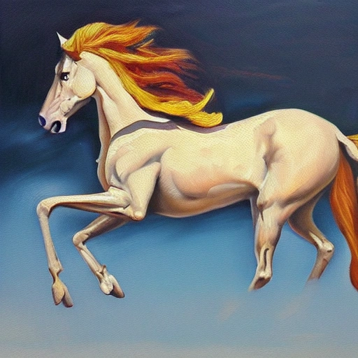 pegaso relinchando, Oil Painting