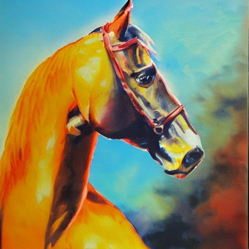 pegaso relinchando, Oil Painting, Water Color