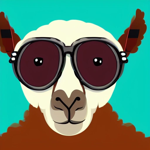 An hyper-detailed Lama animal with sunglasses in cartoon style