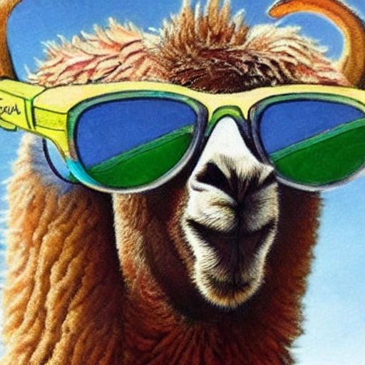 A deep detailed Lama animal with sunglasses, make it hyper-realistic style