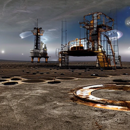 The Refueling Station: Generate an image of an abandoned refueling station, hovering above the turbulent, colorful clouds of a gas giant planet. The station is designed to refuel spacecraft and has large fuel storage tanks connected to a network of pipelines and hoses. The abandoned base is surrounded by a dense, thick mist, and the image should convey a sense of isolation and desolation. The station should feature intricate details such as rusted metal grates, leaking pipes, and discarded equipment.