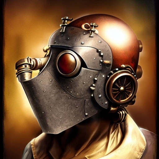 steampunk helmet fantasy art mask robot ninja stylized digital illustration sharp focus, elegant intricate digital painting artstation concept art global illumination ray tracing advanced technology chaykin howard and campionpascale and cooke darwyn and davis jack , Cartoon