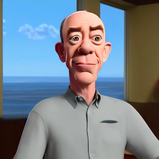 screenshot of jk simmons in a pixar movie. 3 d rendering. unreal engine. amazing likeness. very detailed. cartoon caricature.