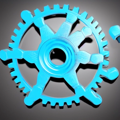  gears with futuristic blue lubricant in 3D style