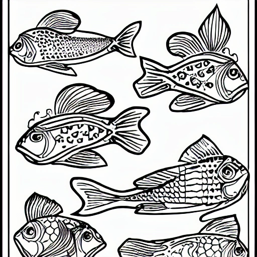  fish coloring book page