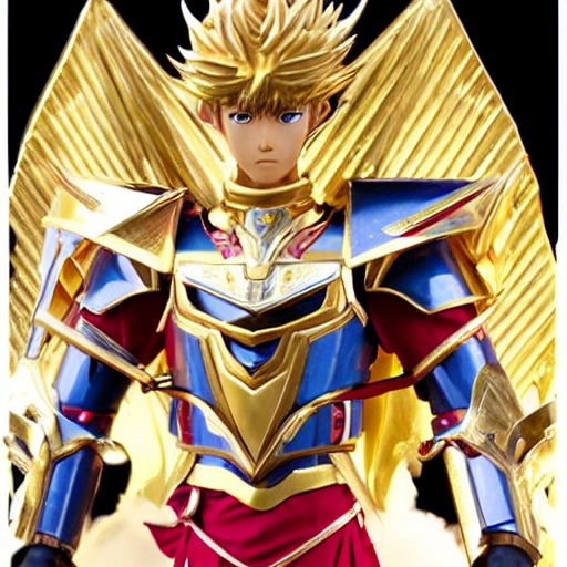 realistic, 3d, high quality, seiya character with sagittarius armor, fight scene, he is injured, steady look, around light of his cosmos energy