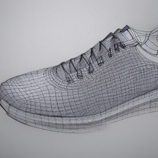 gym shoes, Pencil Sketch, 3D