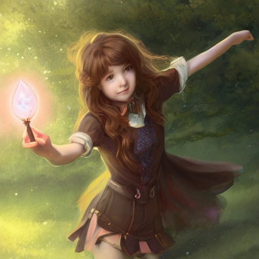 realistic portrait of a innocent young teen girl, d&d magic fant 