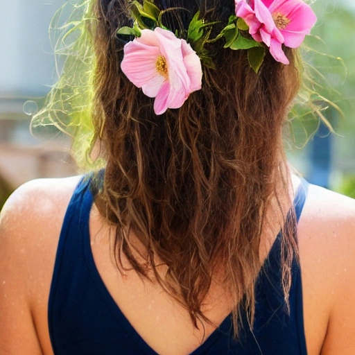 The girl with the petals in her hair, smile