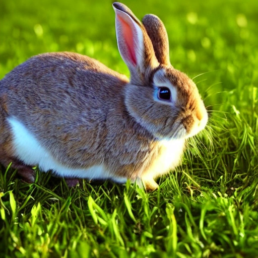 The little rabbit eats grass in the grass, fairy tale