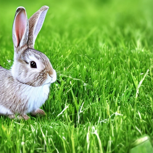 The little rabbit eats grass in the grass,    Cartoon