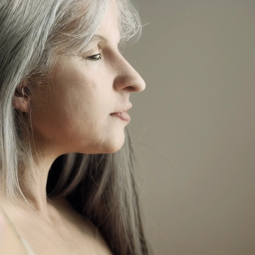 bedroom background, BREAK 1girl, solo, depth of field, woman, adult, night,realistic, silver hair, yellow eyes, long hair, from back, shirtless, back focus, portrait

