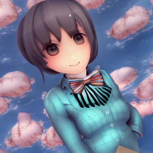 1 girl,cute, solo,beautiful detailed sky,detailed cafe,night,sitting,dating,(nose blush),(smile:1.1),(closed mouth)
medium breasts,beautiful detailed eyes,(collared shirt:1.1), bowtie,pleated skirt,(short hair:1.2),floating hair, 3D