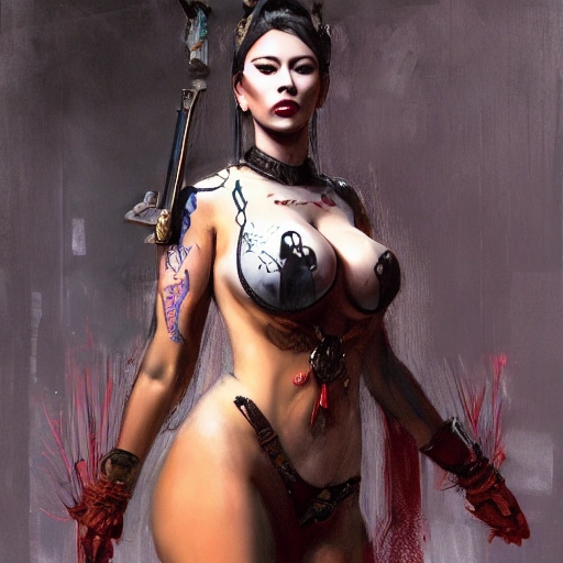 portrait full body female Russian concubine with slim curvy body painting by gaston bussiere, greg rutkowski, yoji shinkawa, yoshitaka amano, tsutomu nihei, donato giancola, tim hildebrandt, oil on canvas, trending on artstation, featured on pixiv, cinematic composition, extreme detail, metahuman creator

,(best quality:1.4), ((masterpiece)),((realistic)), (detailed),

Negative prompt: paintings, sketches, (worst quality:2.0),(normal quality:2.0), (low quality:2.0), lowres, ((monochrome)), ((grayscale))(monochrome:1.1), (shota:1.5), ((disfigured)), ((bad art)),((NSFW)), bad-hands-5,
Steps: 20, Sampler: DDIM, CFG scale: 7, Seed: 4141018083, Size: 512x768, Model hash: 32c4949218, Model: V08_V08, Denoising strength: 0.5, ENSD: 31337, Hires upscale: 2, Hires steps: 20, Hires upscaler: 4x-UltraSharp