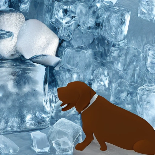 ice and dog, 3D